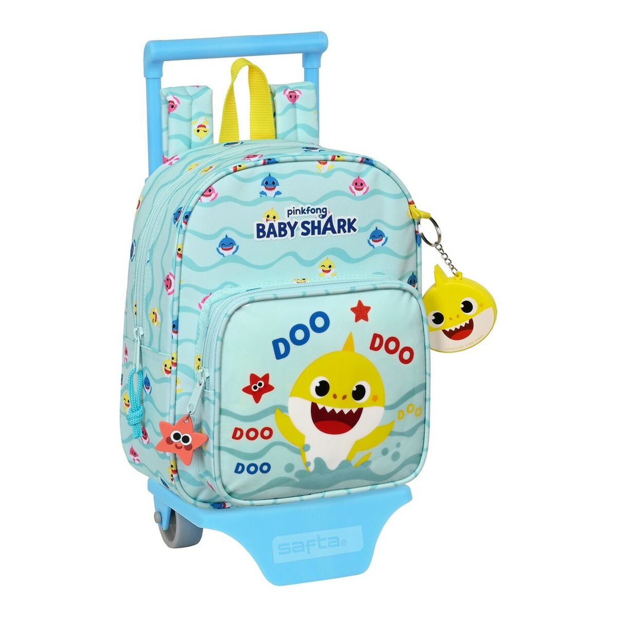 School Rucksack with Wheels Baby Shark Beach Day Light Blue 22 x 28 x Little Baby Shop IE