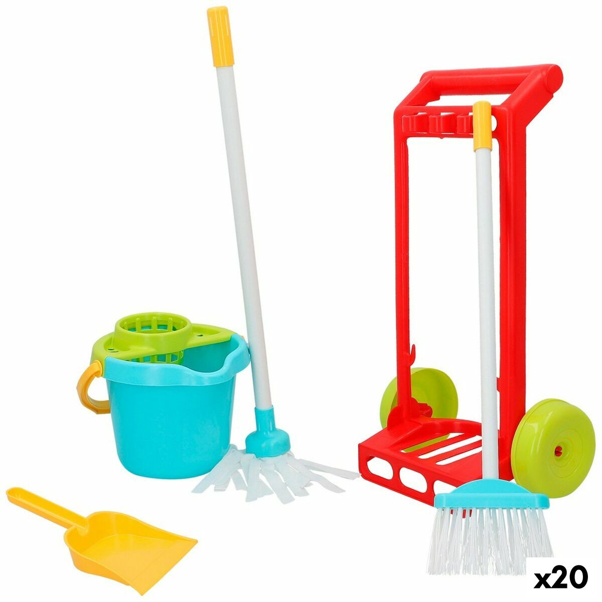 Cleaning Trolley with Accessories Colorbaby 5 Pieces Toy 24 5 x 43 5 x Little Baby Shop IE