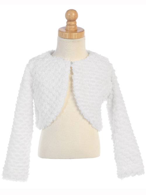 #1109 White Faux Fur Bolero