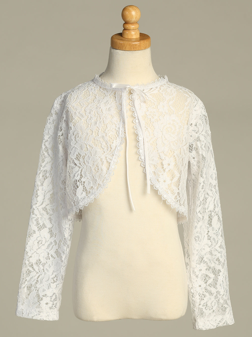 #1114 White Lace Long Sleeve Bolero