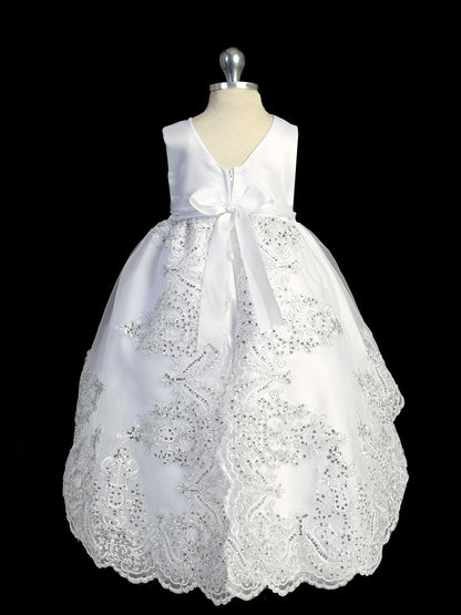 #2387 White Dress with Train, Cape & Headband (sizes 0-6)