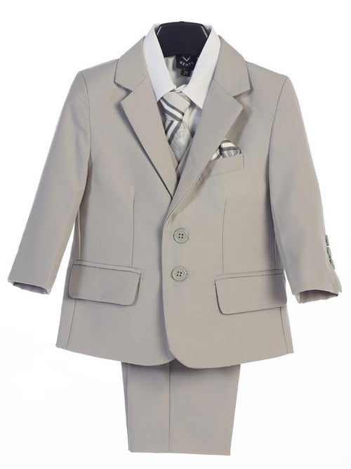 #3582 LIGHT GREY Boys 5 Piece Suit (baby, regular & plus sizes)