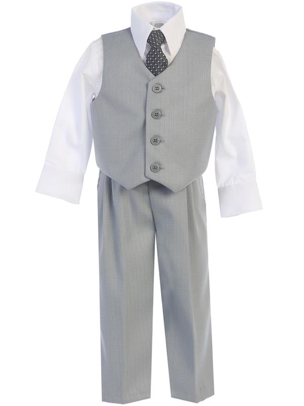 #8570 Light Grey 4 Piece Waistcoat Suit (6m-14yrs)