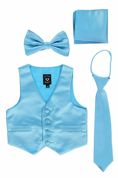 #738 Aqua Set with Waistcoat, Necktie, Bowtie, Hanky (3m-14yrs)