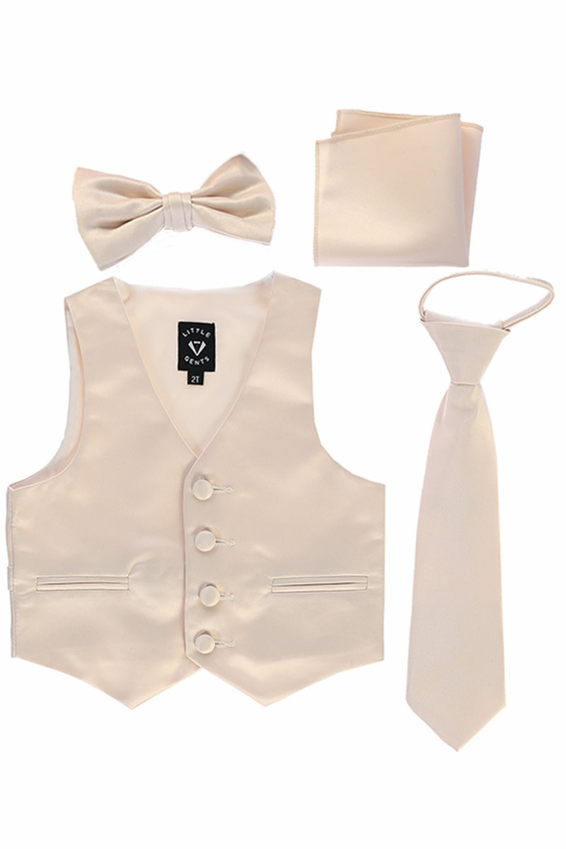 #738 Champagne Set with Waistcoat, Necktie, Bowtie, Hanky (3m-14yrs)