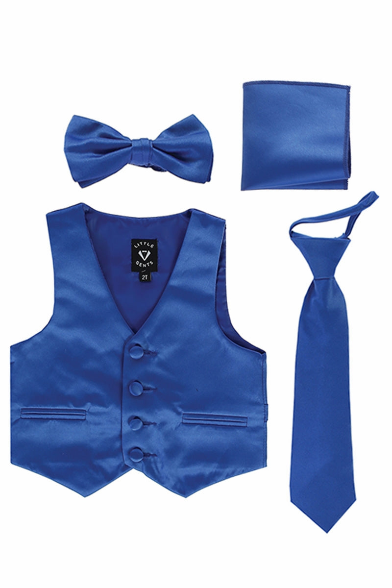 #738 Royal Blue Set with Waistcoat, Necktie, Bowtie, Hanky (3m-14yrs)