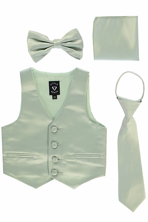 #738 Sage Set with Waistcoat, Necktie, Bowtie, Hanky (3m-14yrs)