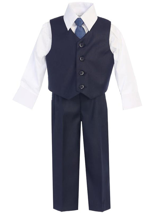 #8570 Navy 4 Piece Waistcoat Suit (6m-14yrs)