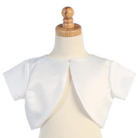 #9306 White Satin Bolero with Pearl Button