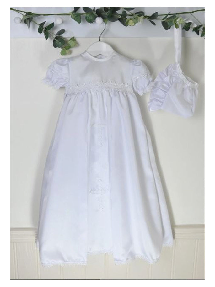 White Christening Gown with Embroidered Cross