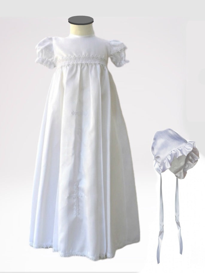 White Christening Gown with Embroidered Cross