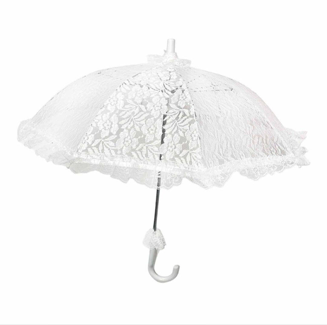 #42-229 Medium Off-White Floral Lace Communion Umbrella