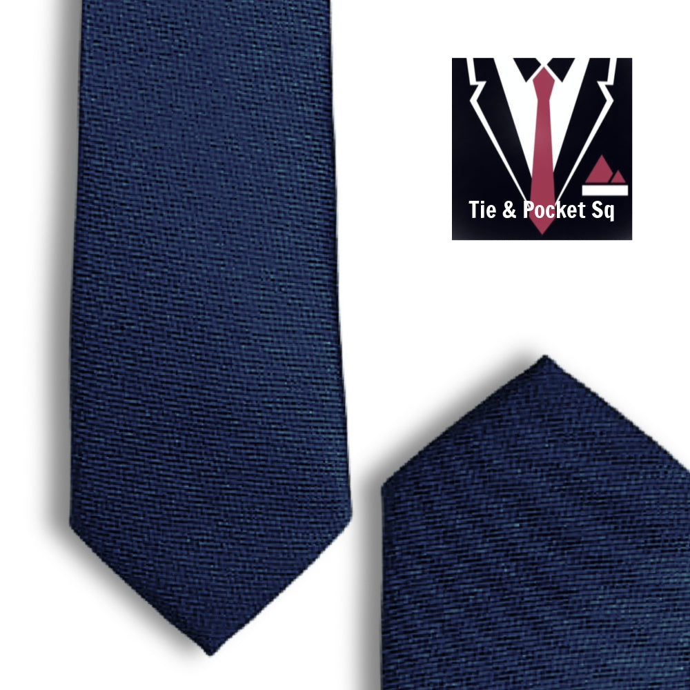 Zazzi Boys Navy Tie and Matching Pocket Square