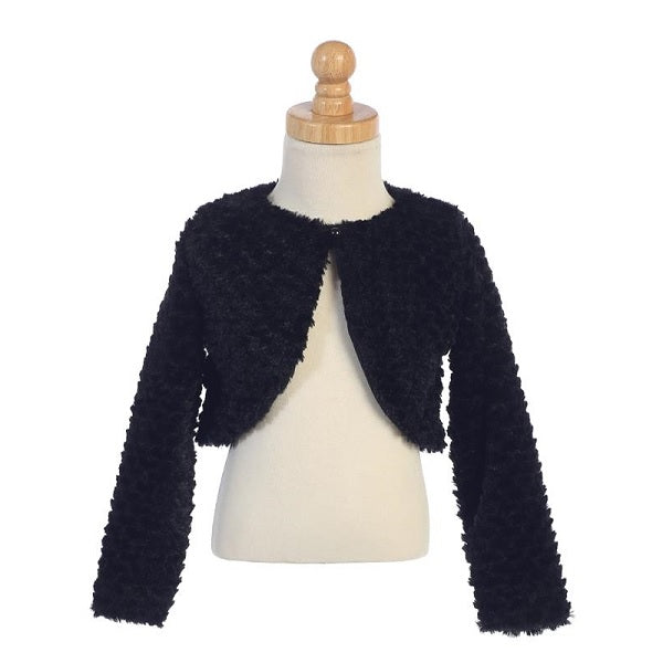 #1109 Black Faux Fur Bolero (8-10 yrs)