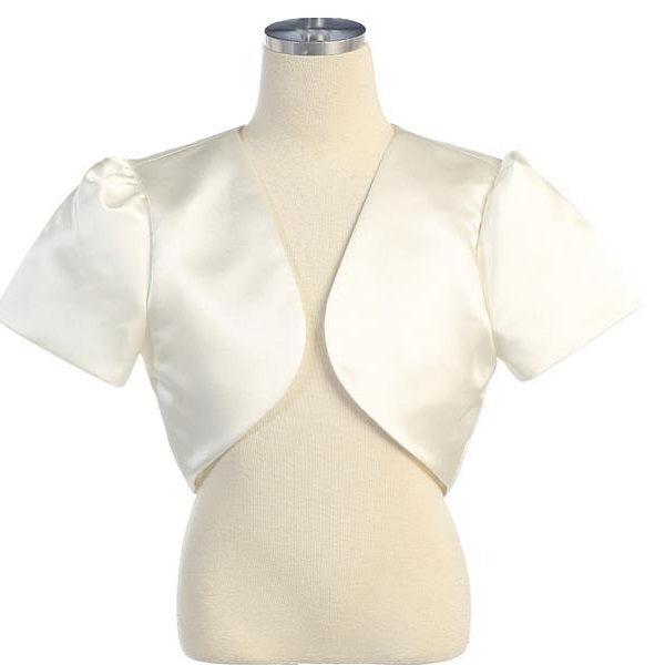 #9303 Ivory Short Sleeve Bolero (5-14 years and plus sizes)