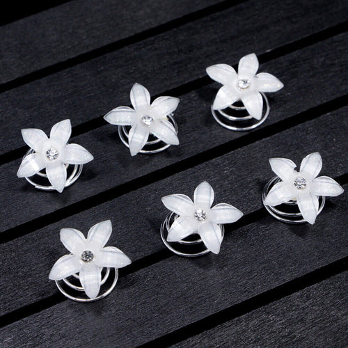 12 Five Petal Flower Spiral Hair Pins