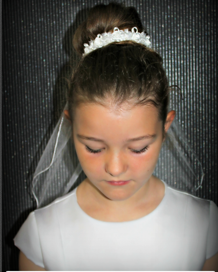 White Short Bun Veil