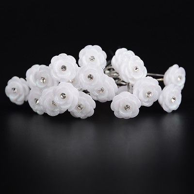 White Rose & Diamond Hair Pin