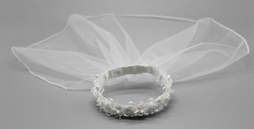 White Short Bun Veil