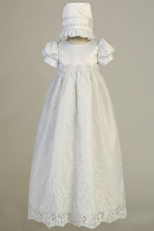 WILLOW White Long Christening Gown (0-18M)