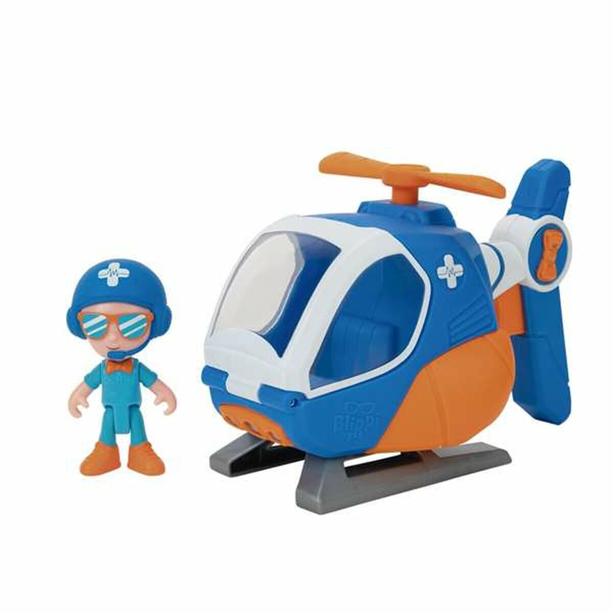 Helicopter Blippi Figure Blue Orange - Little Baby Shop