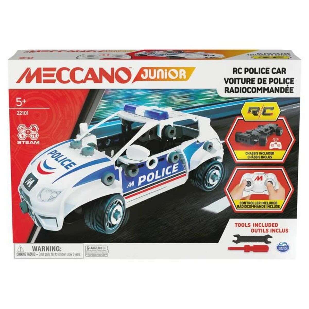 Remote-Controlled Vehicle Meccano Junior STEM Remote-Controlled Vehicle Police Car - Little Baby Shop