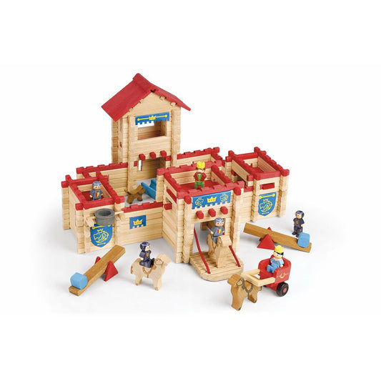 Action Figures Jeujura The Wooden Castle Fort  Playset 300 Pieces - Little Baby Shop