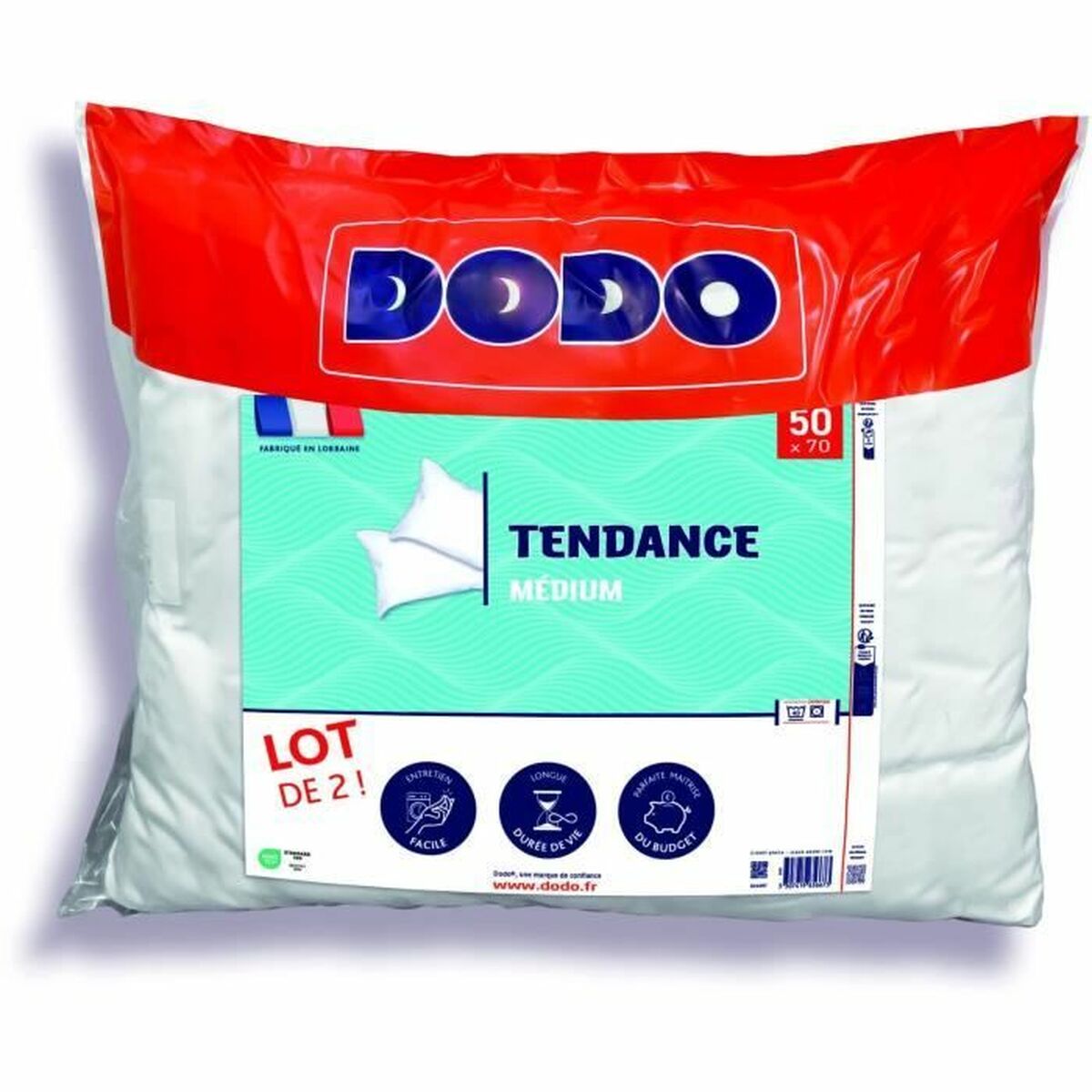 Pillow DODO Tendance White 50 x 70 cm 2 Units - Little Baby Shop