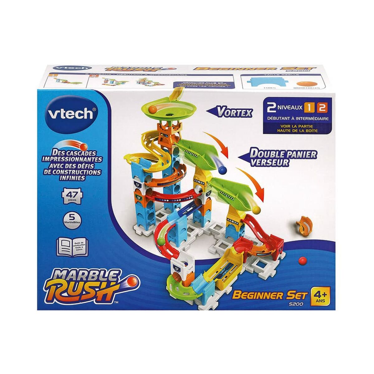 Marbles set Vtech Marble Rush Marble Run - Beginner Set Circuit + 4 Years Track with Ramps 47 Pieces - Little Baby Shop