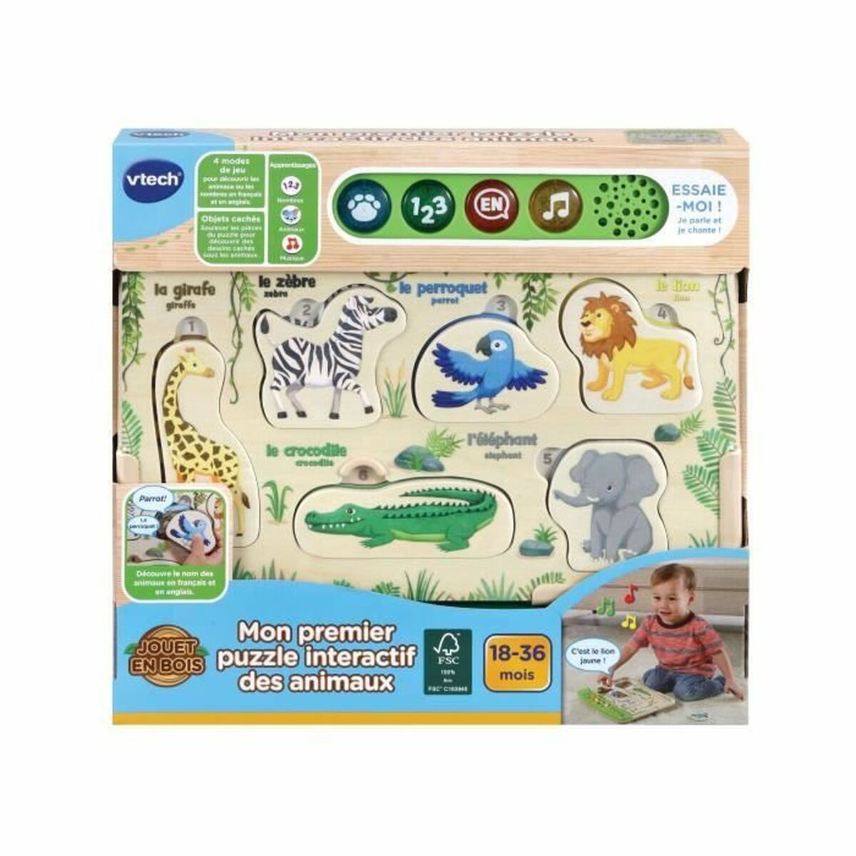 Interactive Toy Vtech Baby Puzzle Wood animals - Little Baby Shop