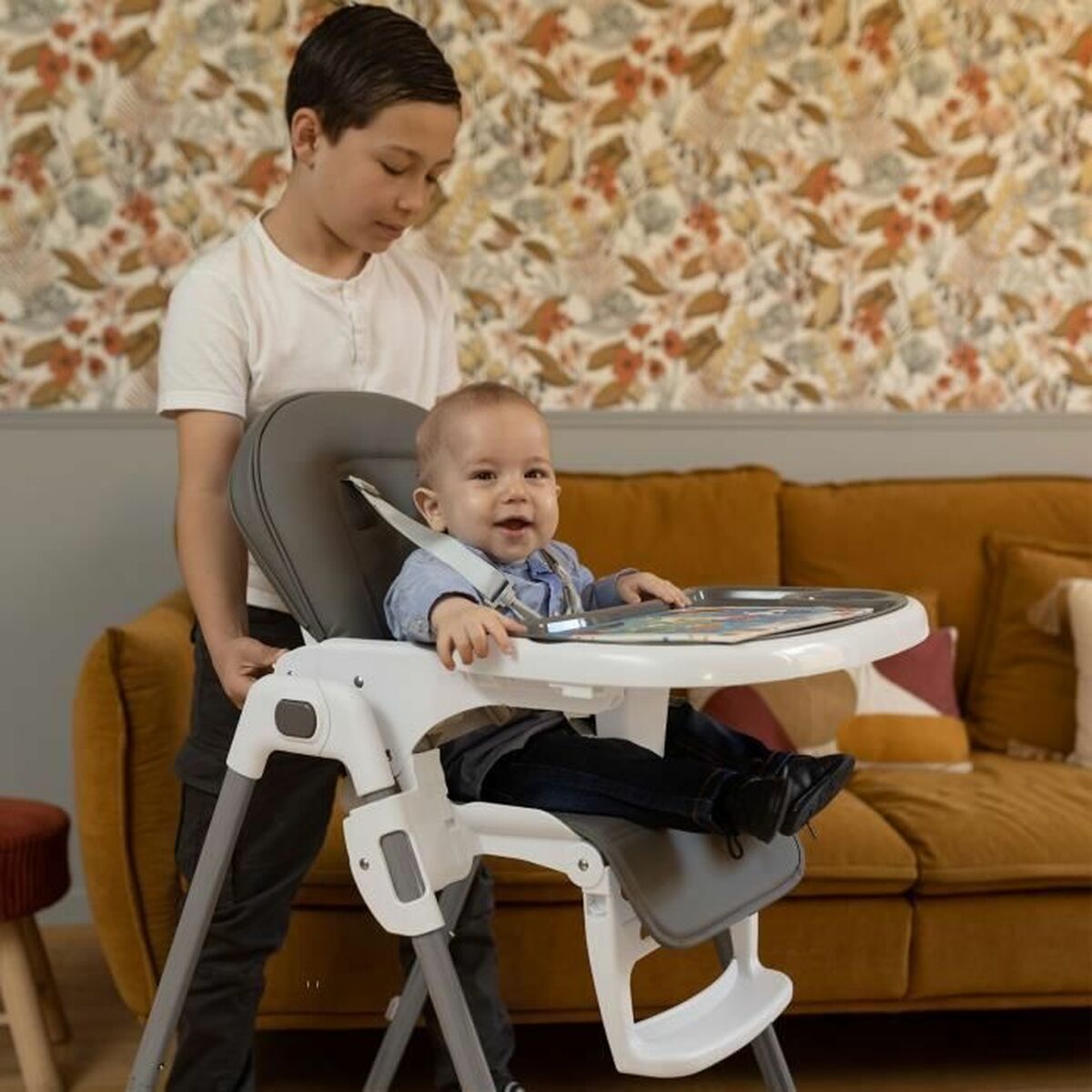 Highchair Nania Grey Leatherette - Little Baby Shop