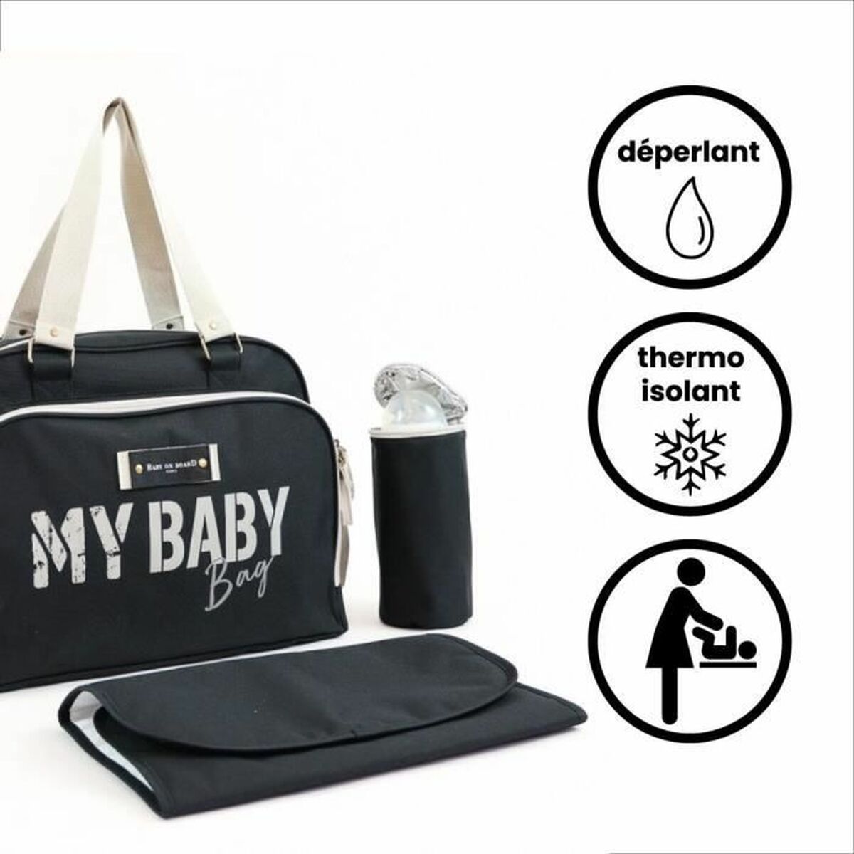 Diaper Changing Bag Baby on Board Simply Babybag Black - Little Baby Shop