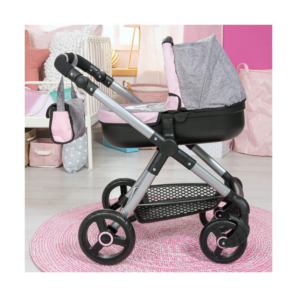 Doll Stroller Reig Stule Pram Grey 63 cm - Little Baby Shop