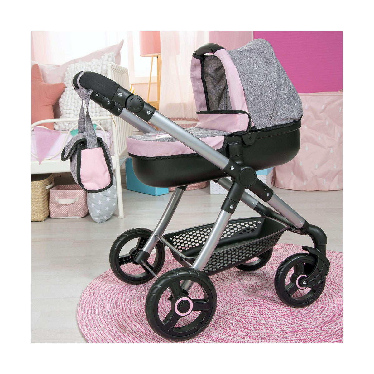 Doll Stroller Reig Stule Pram Grey 63 cm - Little Baby Shop