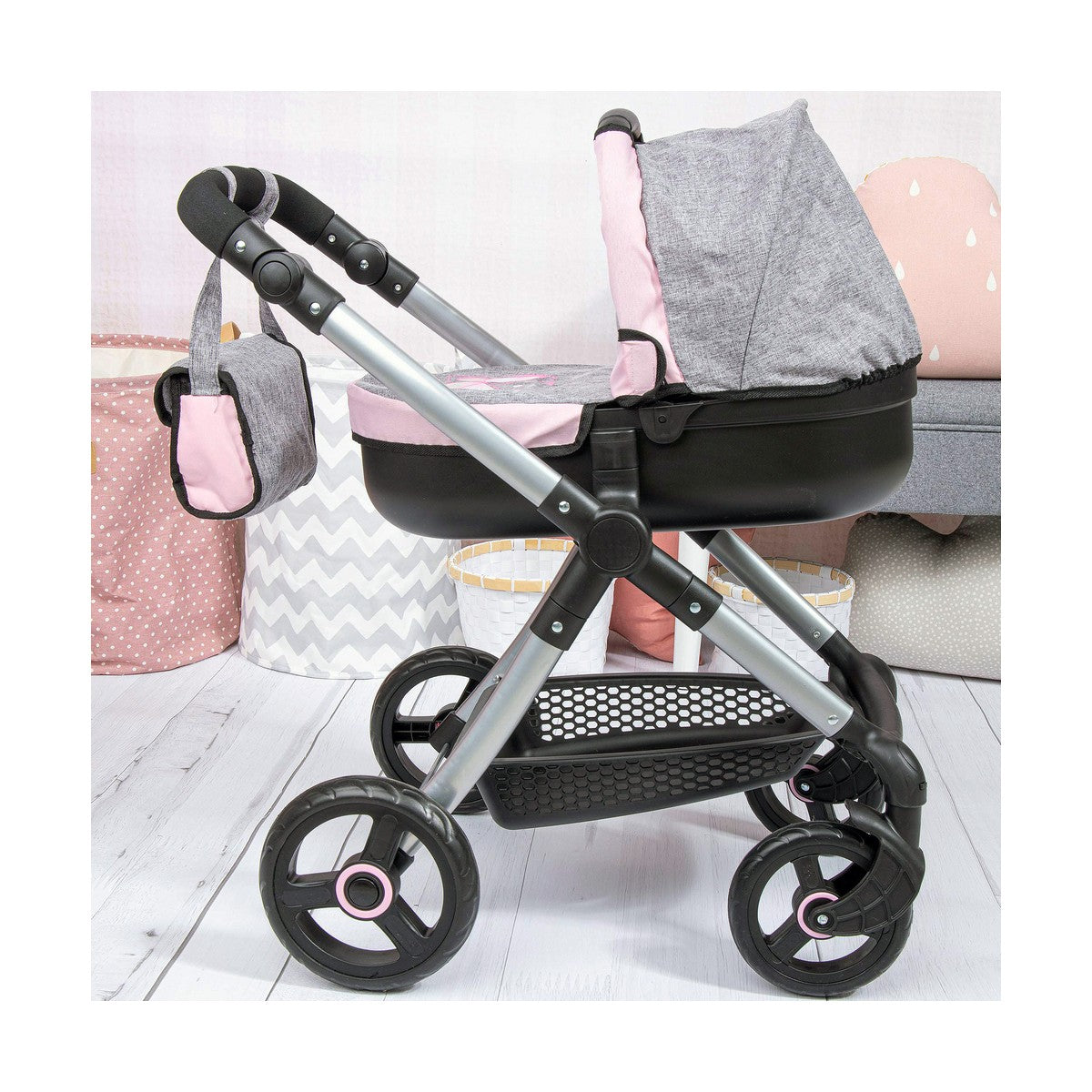 Doll Stroller Reig Stule Pram Grey 63 cm - Little Baby Shop