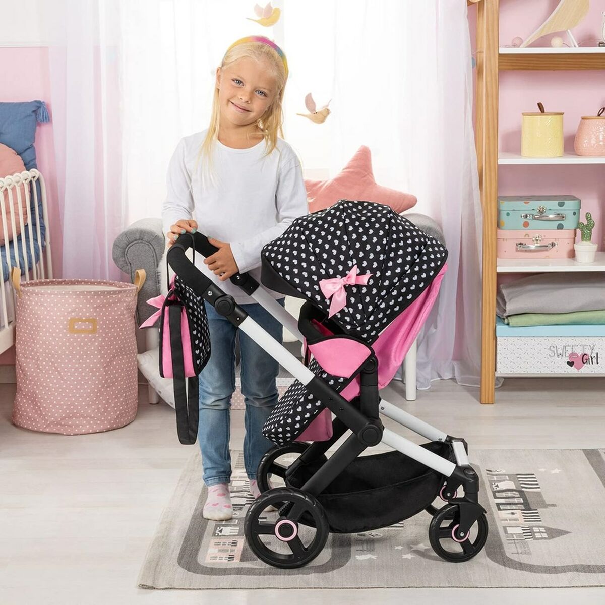 Doll Stroller Bayer Design Pink 58-71 cm - Little Baby Shop