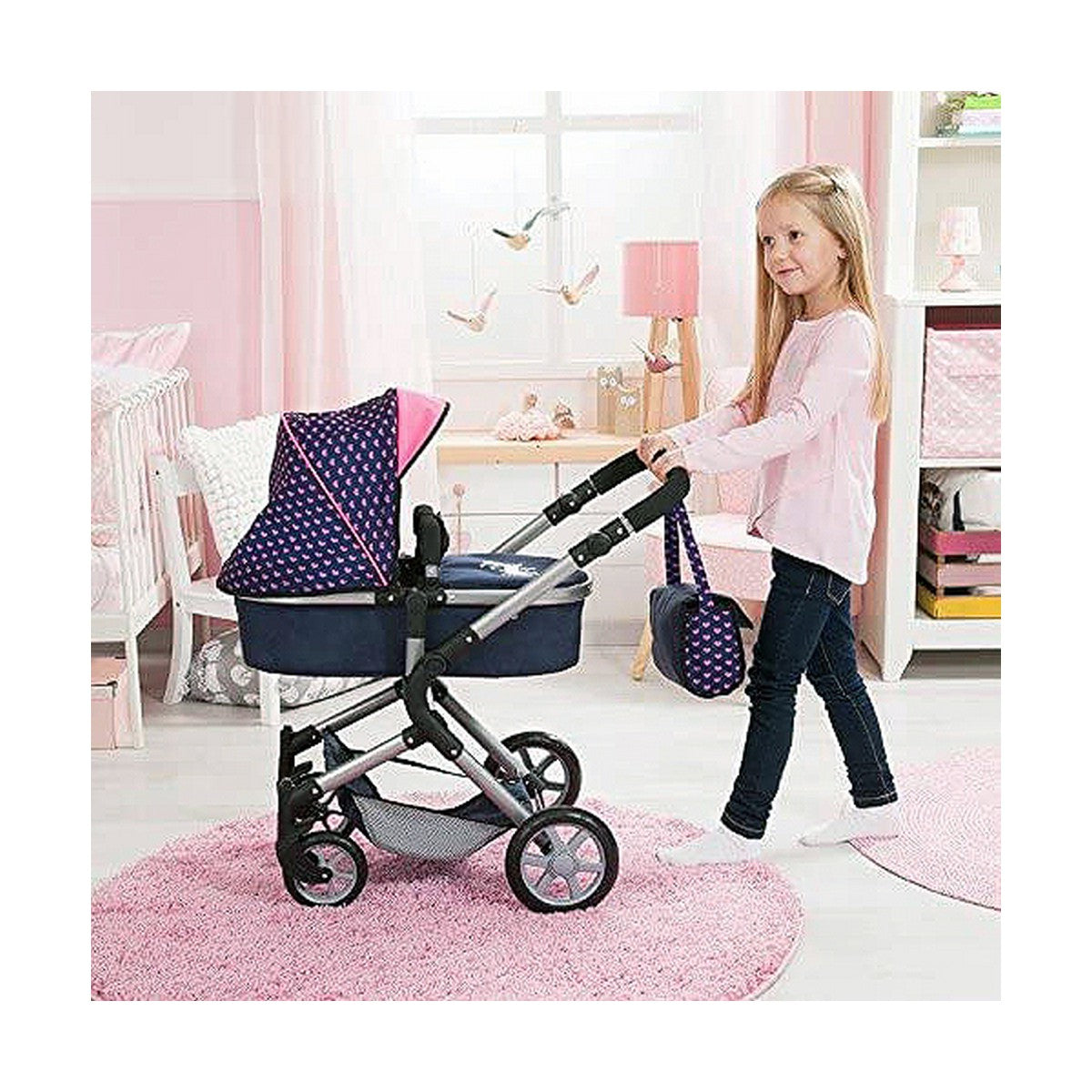 Doll Stroller Reig Combi Neo Pro Navy Blue 63 cm - Little Baby Shop