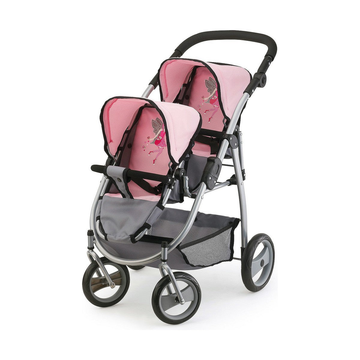 Doll Stroller Reig Grey Pink Twinned - Little Baby Shop