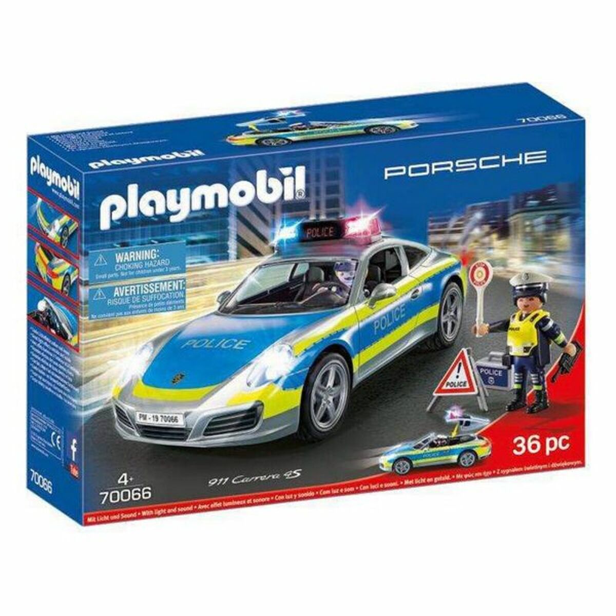 Playset Porsche 911 Carrera 4S Police Playmobil 70066 (36 pcs) - Little Baby Shop