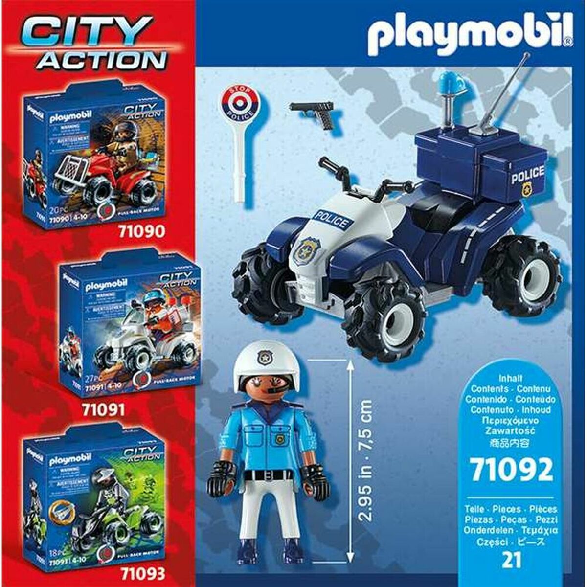 Vehicle Playset Playmobil Speed Quad City Action 71092 Police Officer (21 pcs) - Little Baby Shop