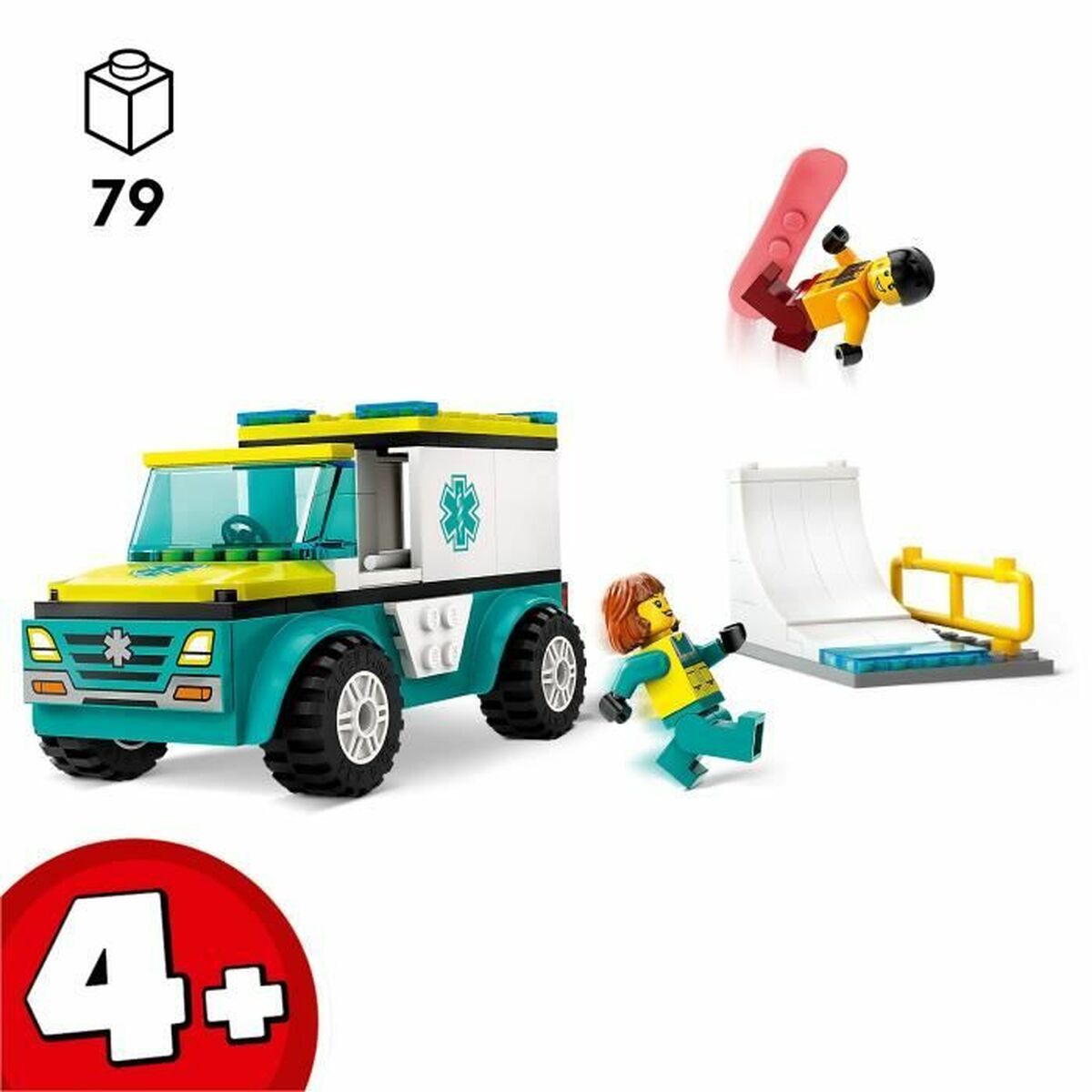 Playset Lego 60403 Emergency Ambulance and Snowboard Boy - Little Baby Shop