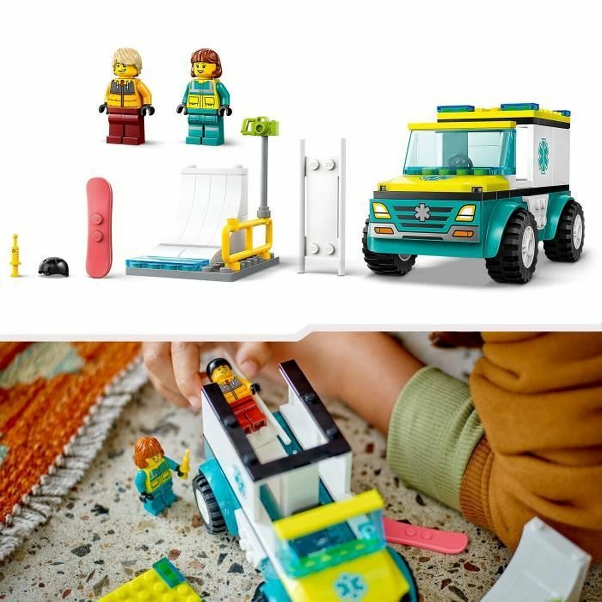 Playset Lego 60403 Emergency Ambulance and Snowboard Boy - Little Baby Shop