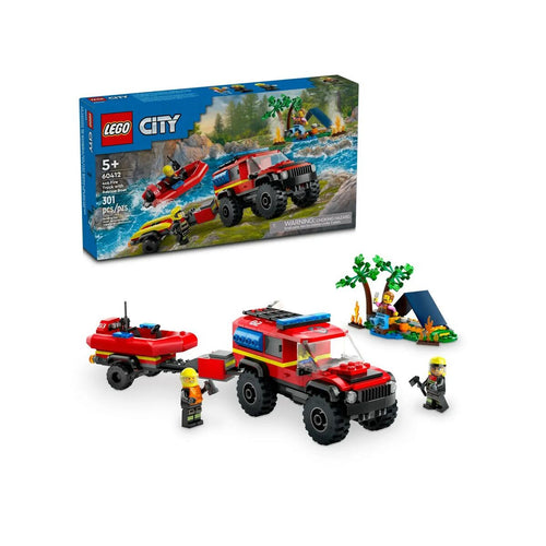 Playset Lego 60412 4x4 Fire Engine with Rescue Boat - Little Baby Shop