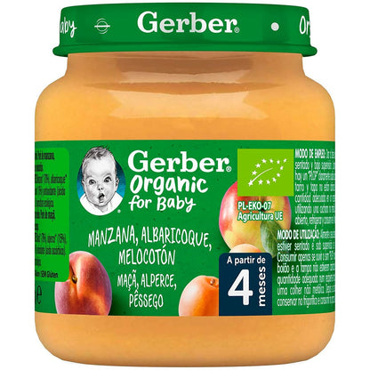 Baby food Nestlé Gerber Organic Apple Peach Apricot 125 g - Little Baby Shop