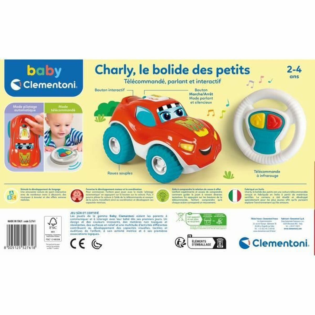 Remote-Controlled Car Clementoni Charly, le bolide - Little Baby Shop