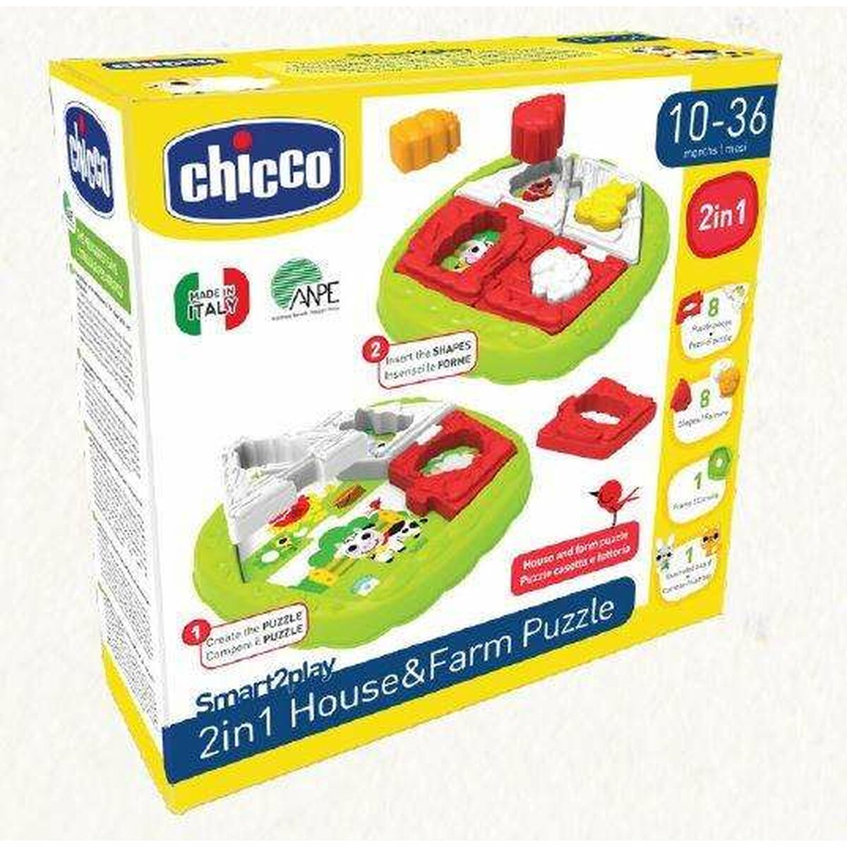 3D Puzzle Chicco House & Farm 2-in-1 18 Pieces 23,2 x 3,7 x 23,2 cm - Little Baby Shop