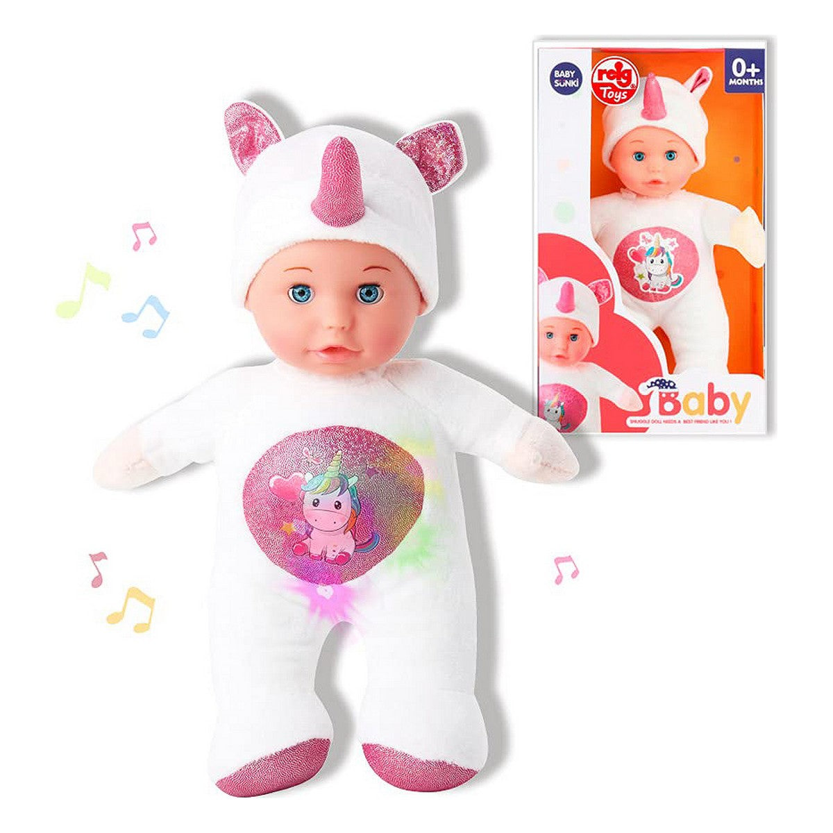 Doll Reig Unicorn Fluffy toy White 30 cm (30 cm) - Little Baby Shop