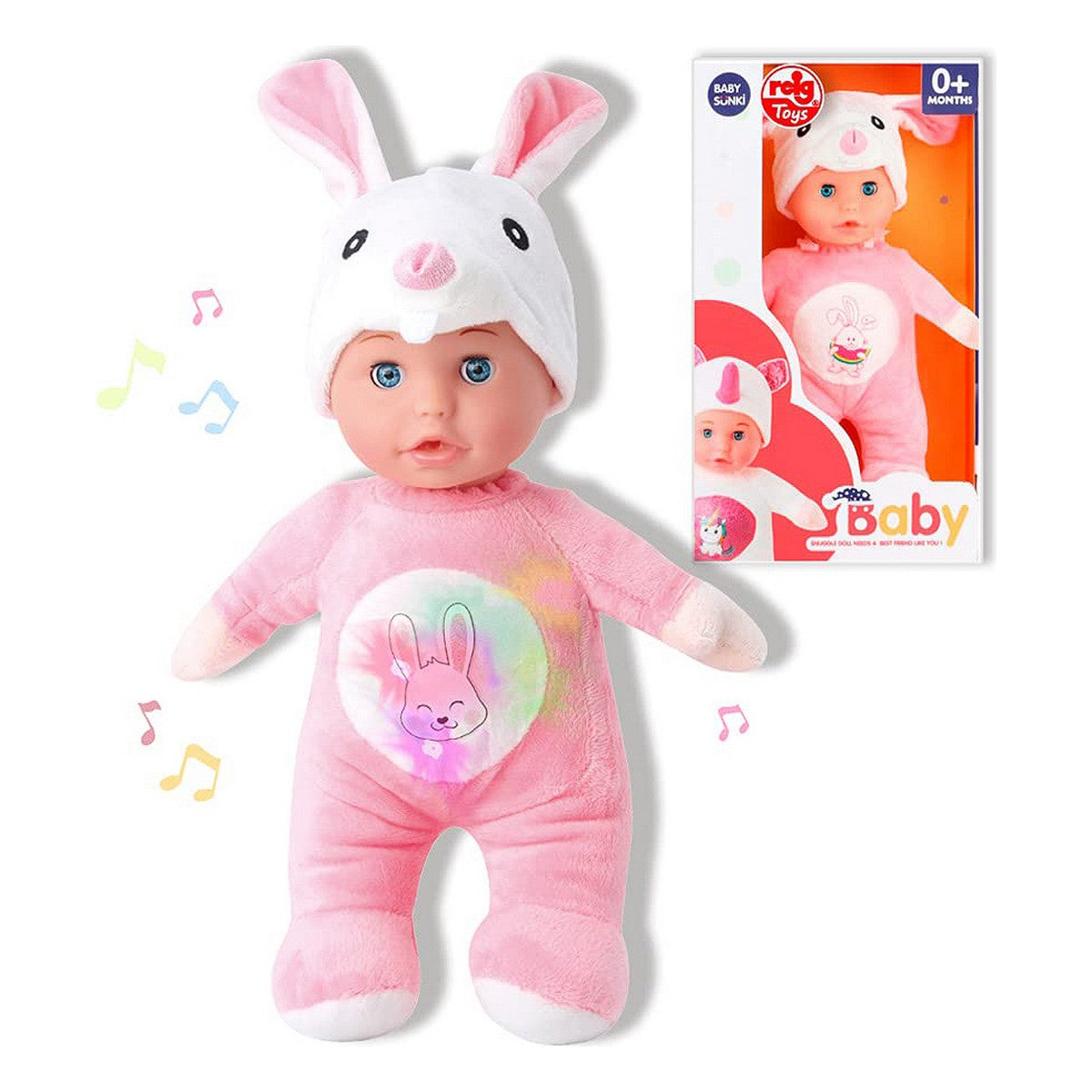 Doll Reig Rabbit Fluffy toy Pink 30 cm (30 cm) - Little Baby Shop