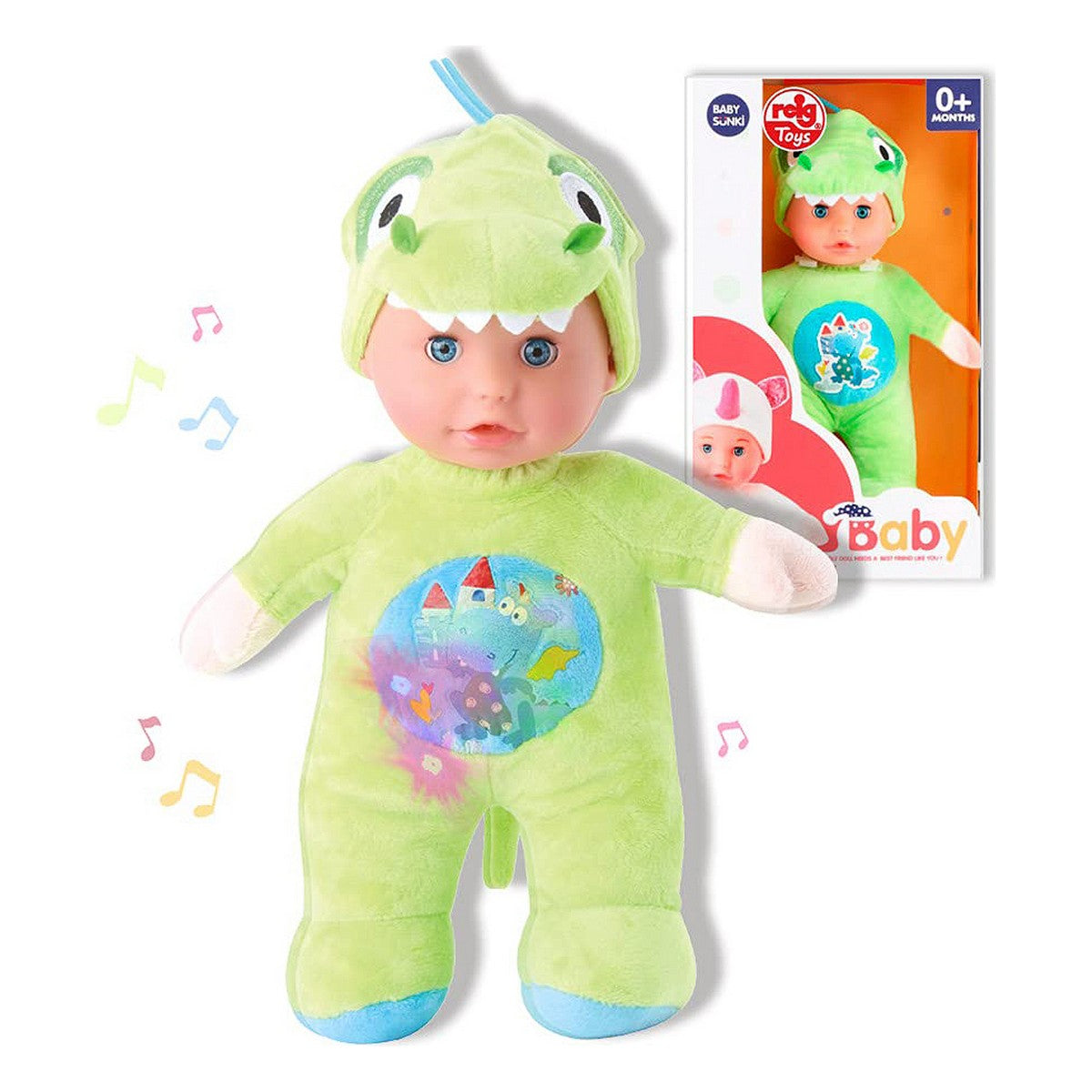 Doll Reig Dinosaur Fluffy toy Green 30 cm (30 cm) - Little Baby Shop