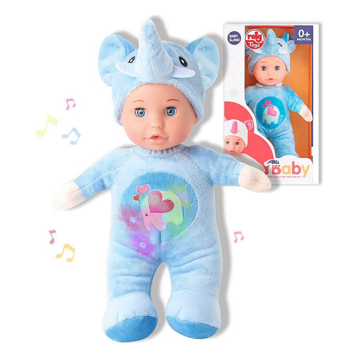 Doll Reig Elephant Fluffy toy Blue 30 cm (30 cm) - Little Baby Shop